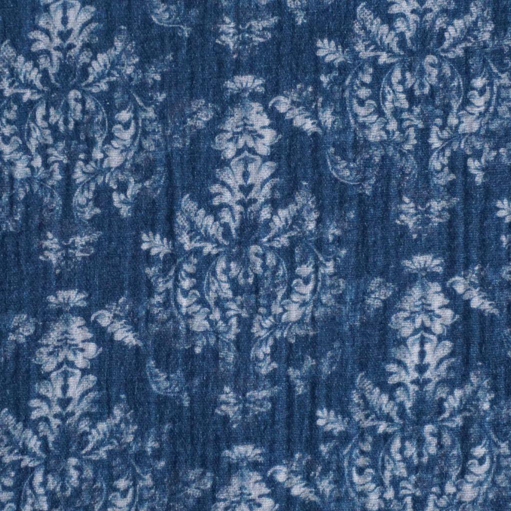 Musselin Double Gauze Blumenornament jeansblau